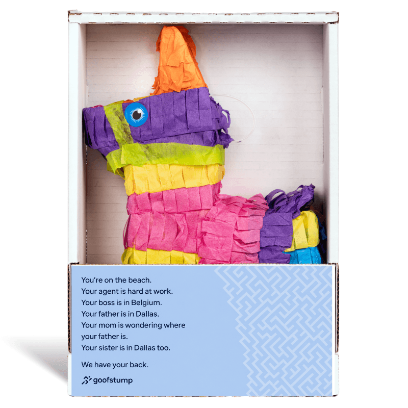 Rainbow piñata from goofstump: your boss is in Belgium, we have your back