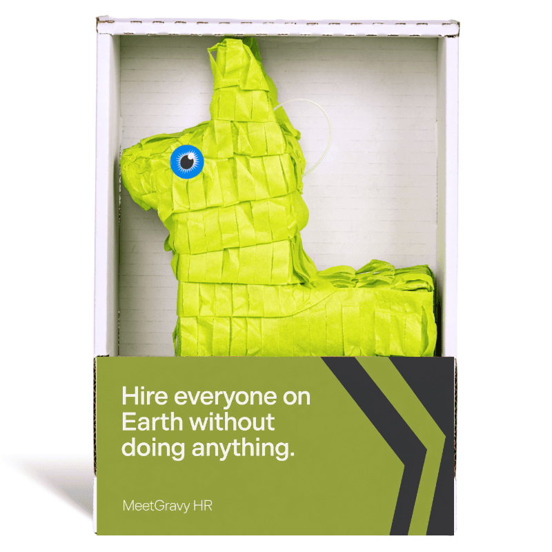 Green piñata from MeetGravy HR: hire everyone on Earth without doing anything